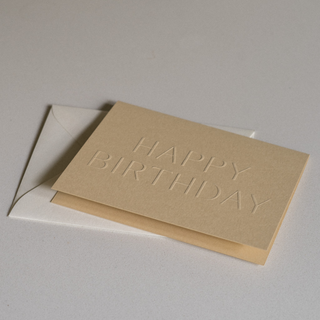 Happy Birthday Card No. 10 in Sand - Flat View with Envelope