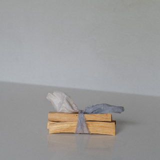 Palo Santo Bundle with Hand-Dyed Silk Ribbon - Dusty Blue