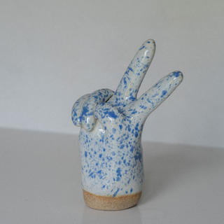 Hand Sculptural Objects - Cobalt Splatter Peace Sign 2